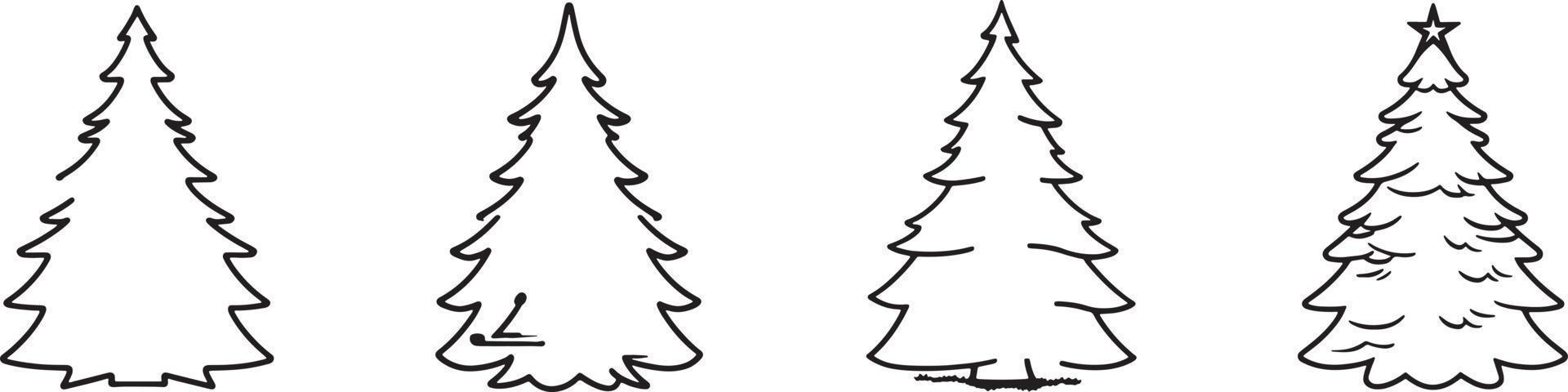 Minimalist Hand-Drawn Pine Tree Illustration in Flat Design Style vector