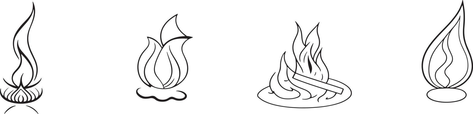 Simple Hand-Drawn Bonfire Outline in Flat Design vector