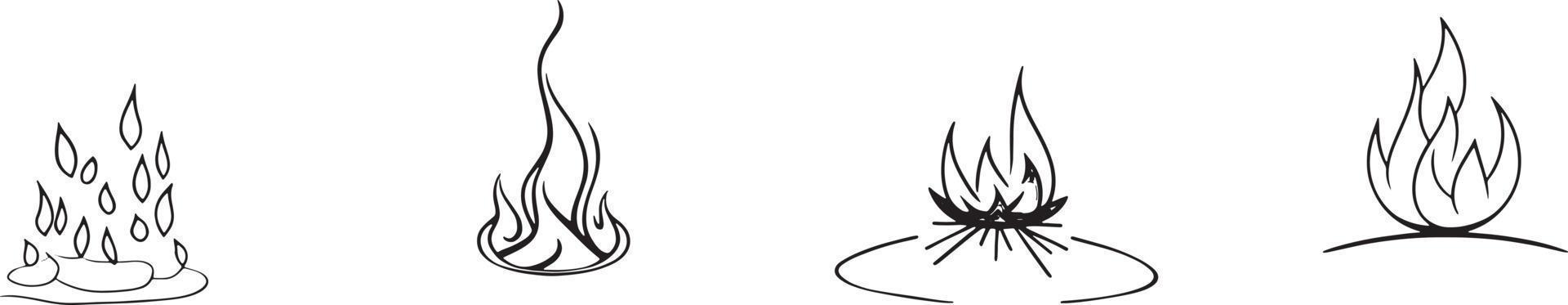 Simple Hand-Drawn Bonfire Outline in Flat Design vector