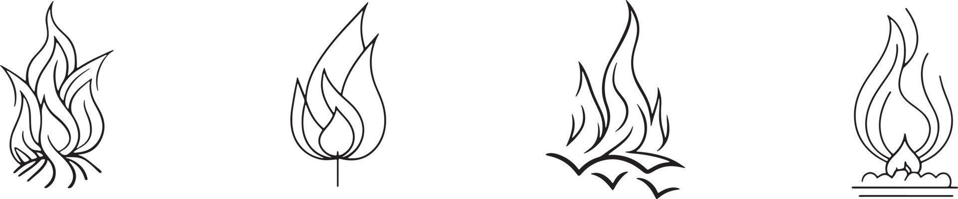 Simple Hand-Drawn Bonfire Outline in Flat Design vector