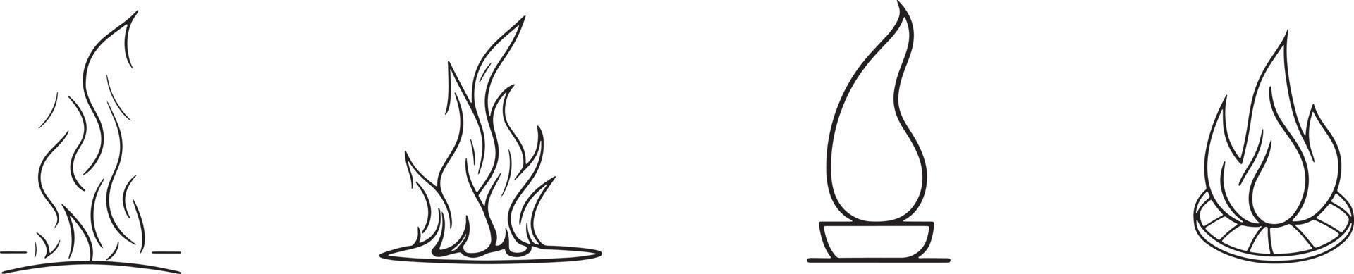 Simple Hand-Drawn Bonfire Outline in Flat Design vector