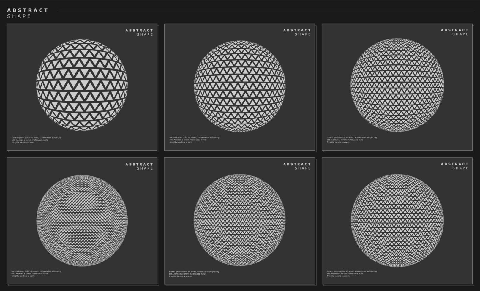 Modern abstract triangle globe design template set. Digital pixel circle vector graphic.
