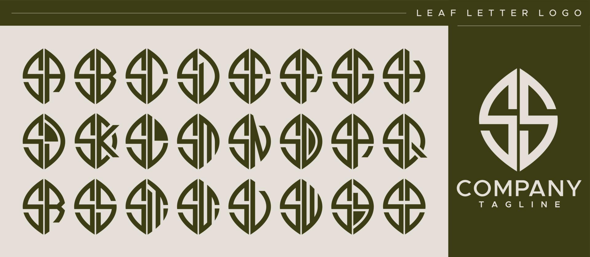 Modern line leaf letter S logo design. Abstract leaf SS S letter logo vector. vector