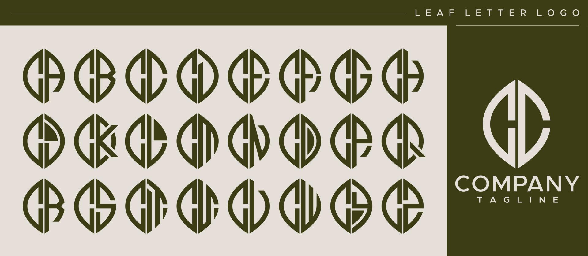 Modern line leaf letter C logo design. Abstract leaf CC C letter logo vector. vector