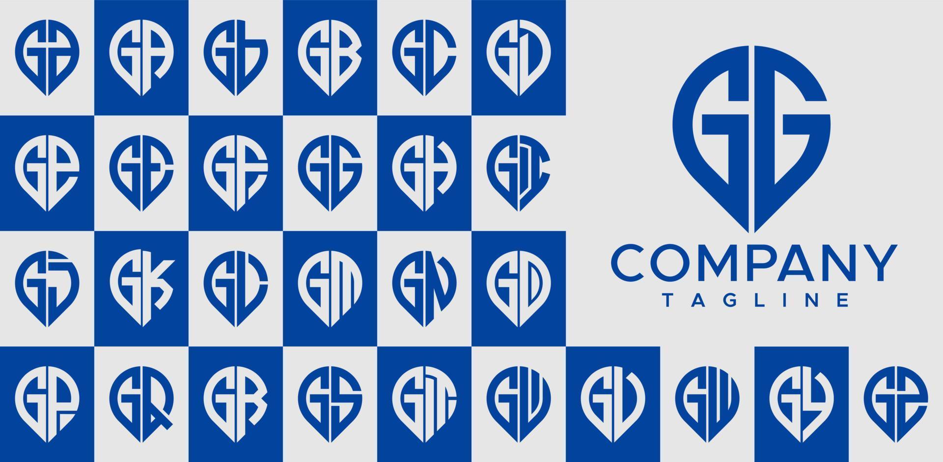 Modern pin point letter G logo design vector. Line marker GG G initial logo. vector
