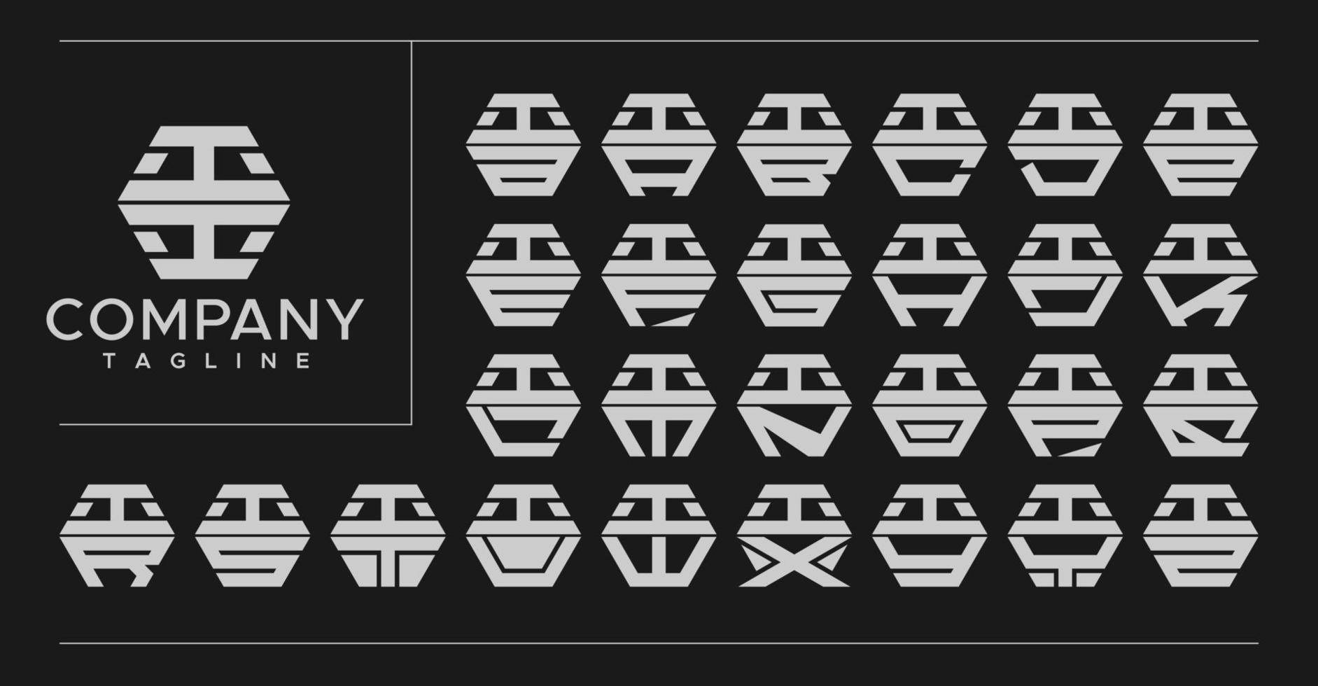 Modern line hexagon letter I logo design. Technology II I letter logo vector set.