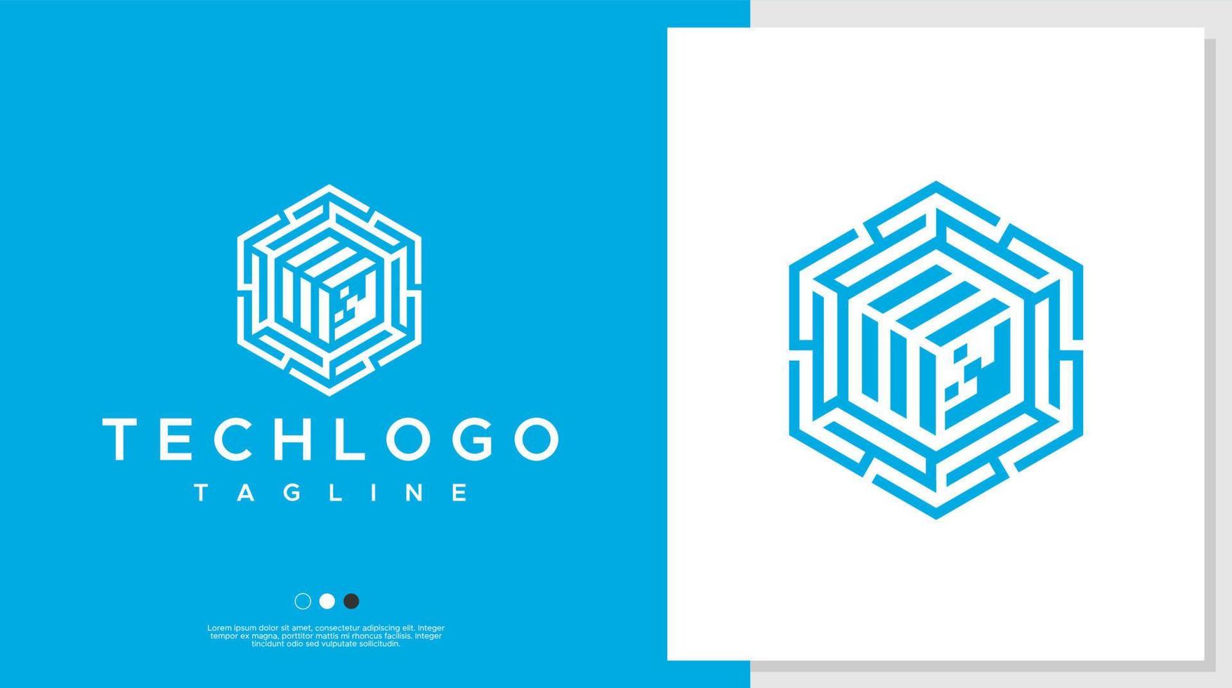Digital hexagon abstract logo design template. Pixel technology logo branding vector. vector