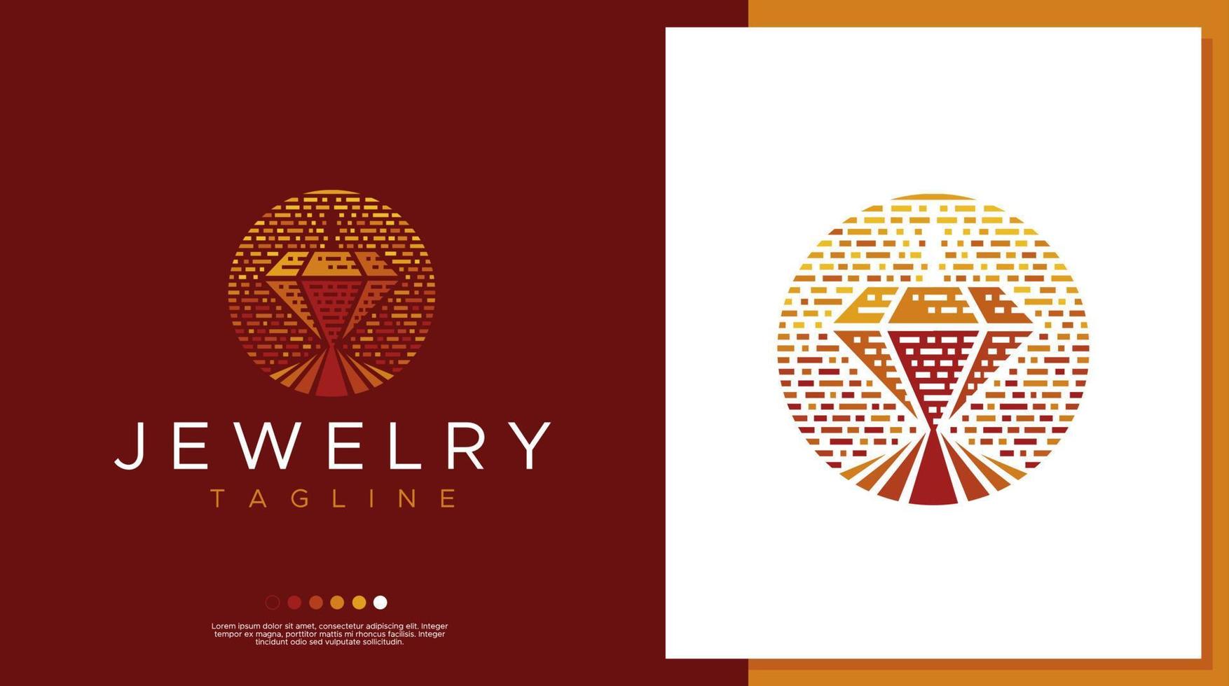 Vintage line circle jewelry logo design template. Luxury diamond logo. vector