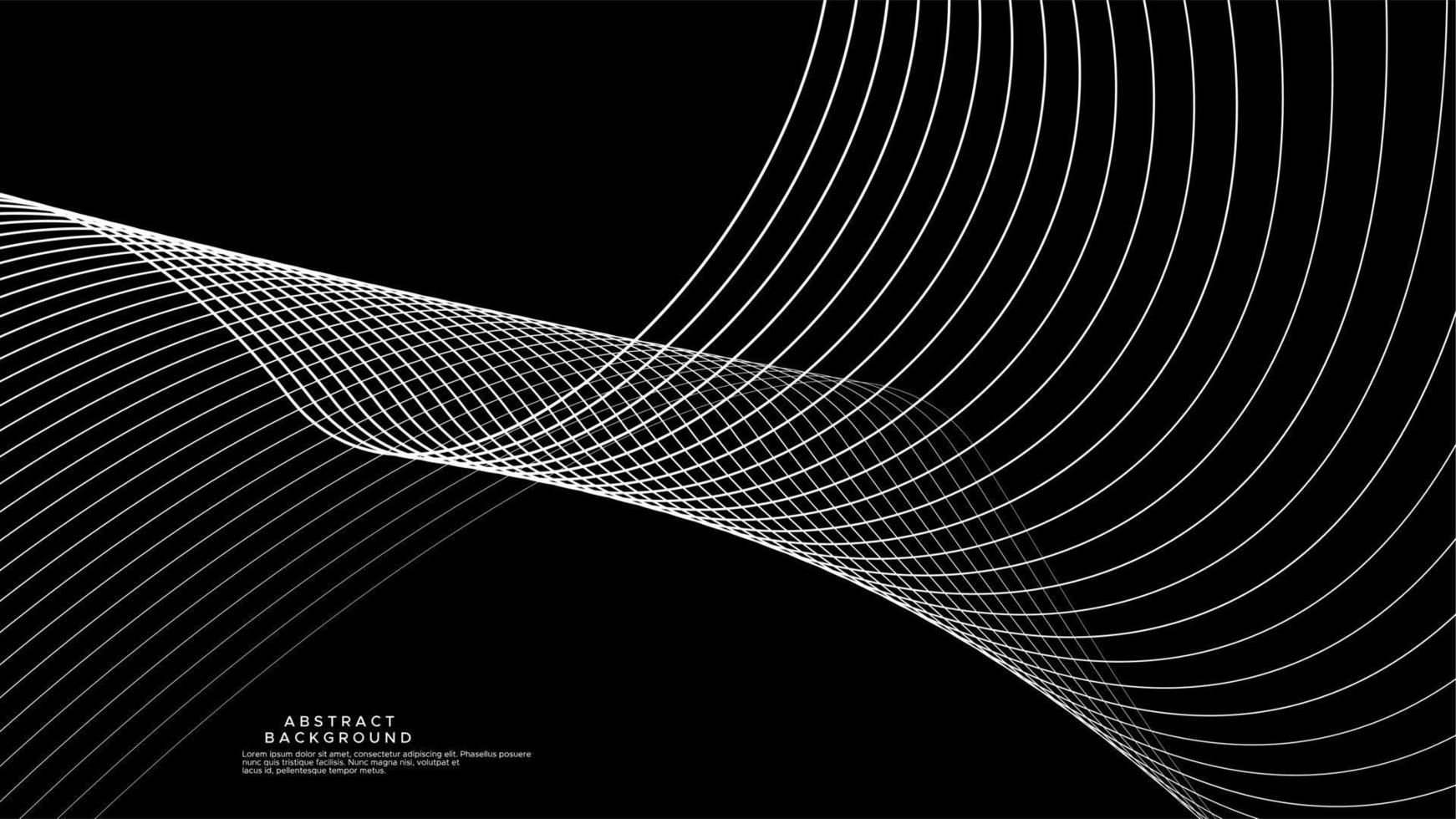 Black and white wave line abstract background design. Modern blend line vector graphic.
