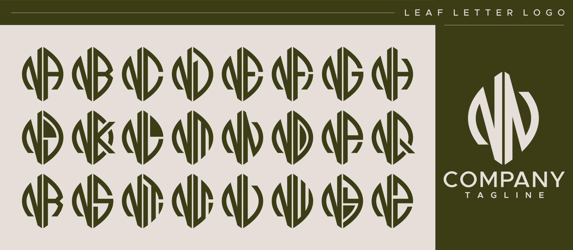 Modern line leaf letter N logo design. Abstract leaf NN N letter logo vector. vector