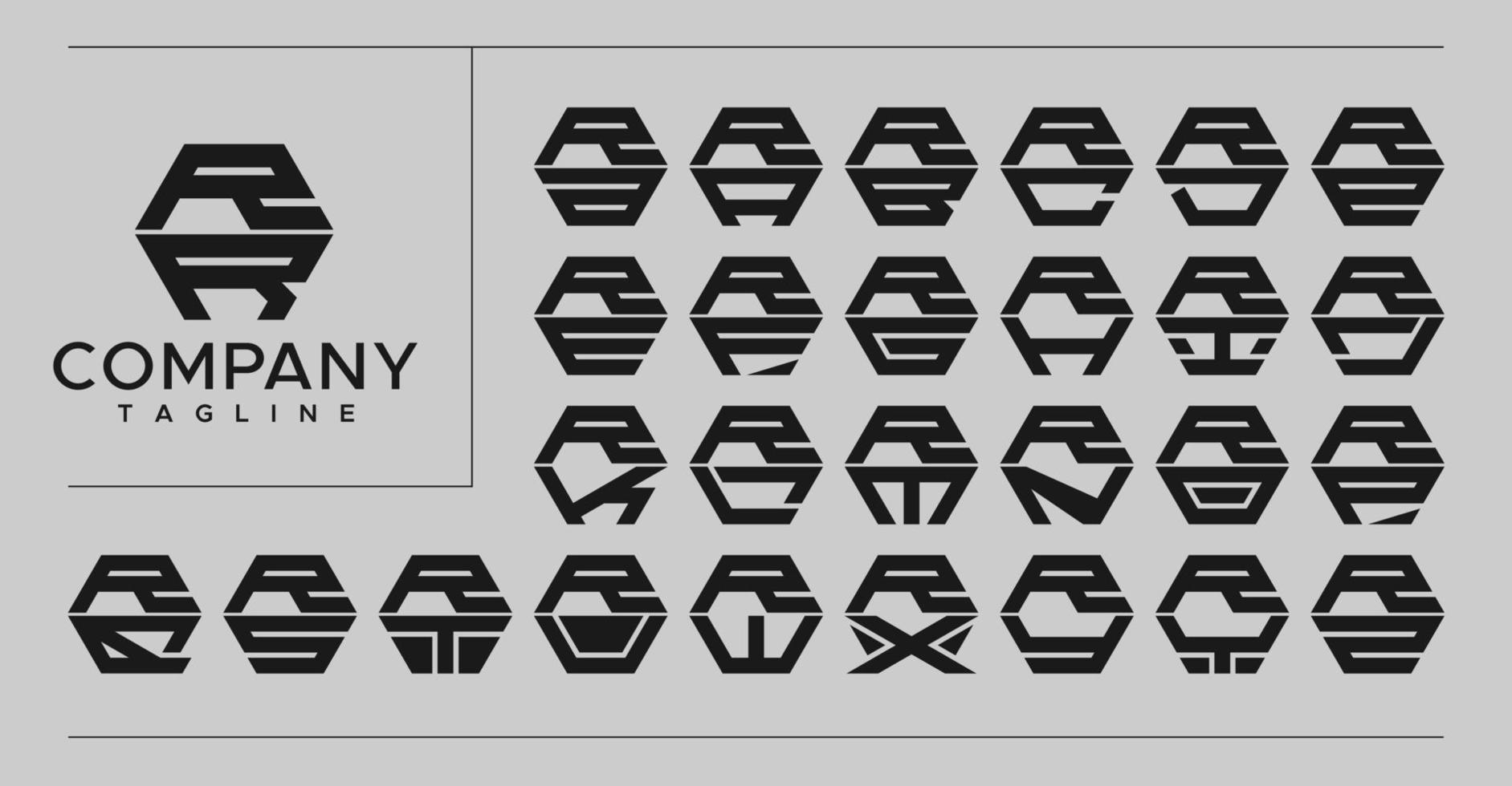 moderno línea hexágono letra r logo diseño. tecnología rr r letra logo vector colocar.