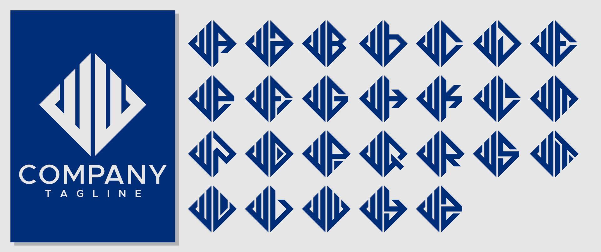 Luxury Square letter W logo design template. Modern line WW W letter logo vector. vector