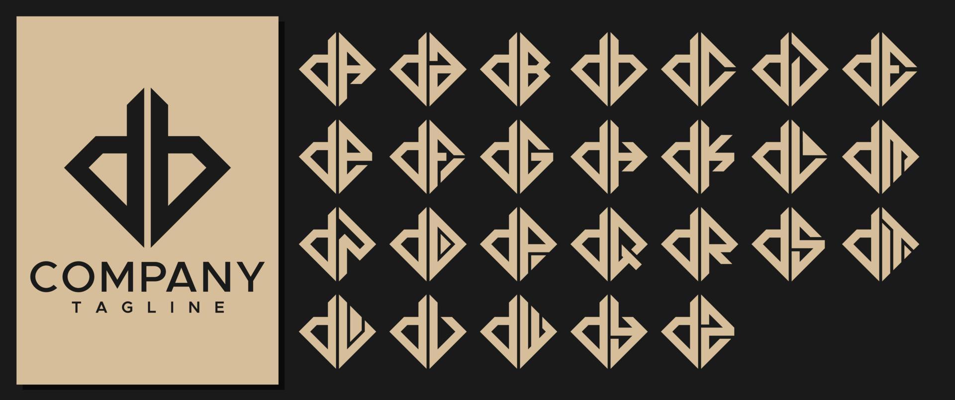 Luxury Square letter D logo design template. Modern line DB D letter logo vector. vector