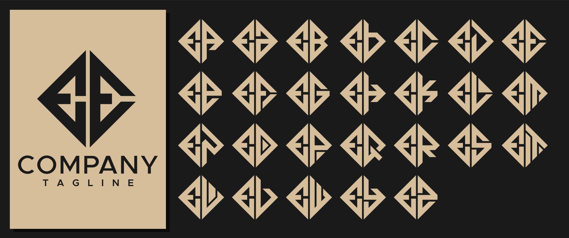 Luxury Square letter E logo design template. Modern line EE E letter logo vector. vector