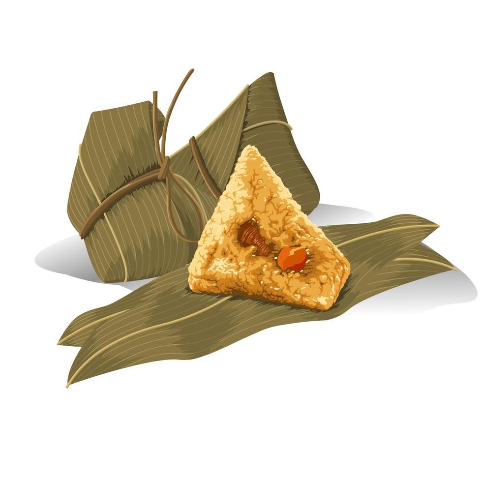 Chinese traditional food sticky rice dumplings ingredient vector