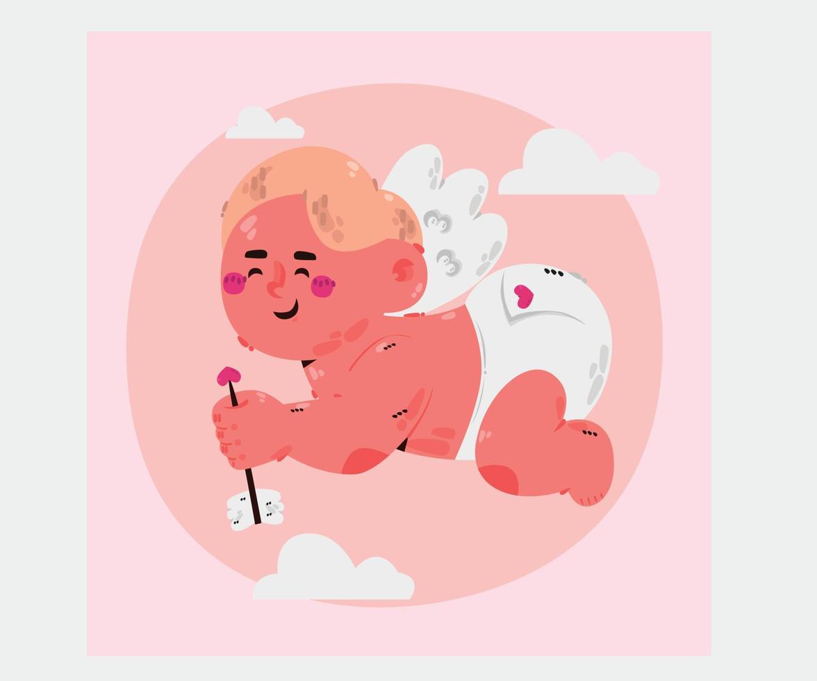 mano dibujado San Valentín día Cupido ilustración vector