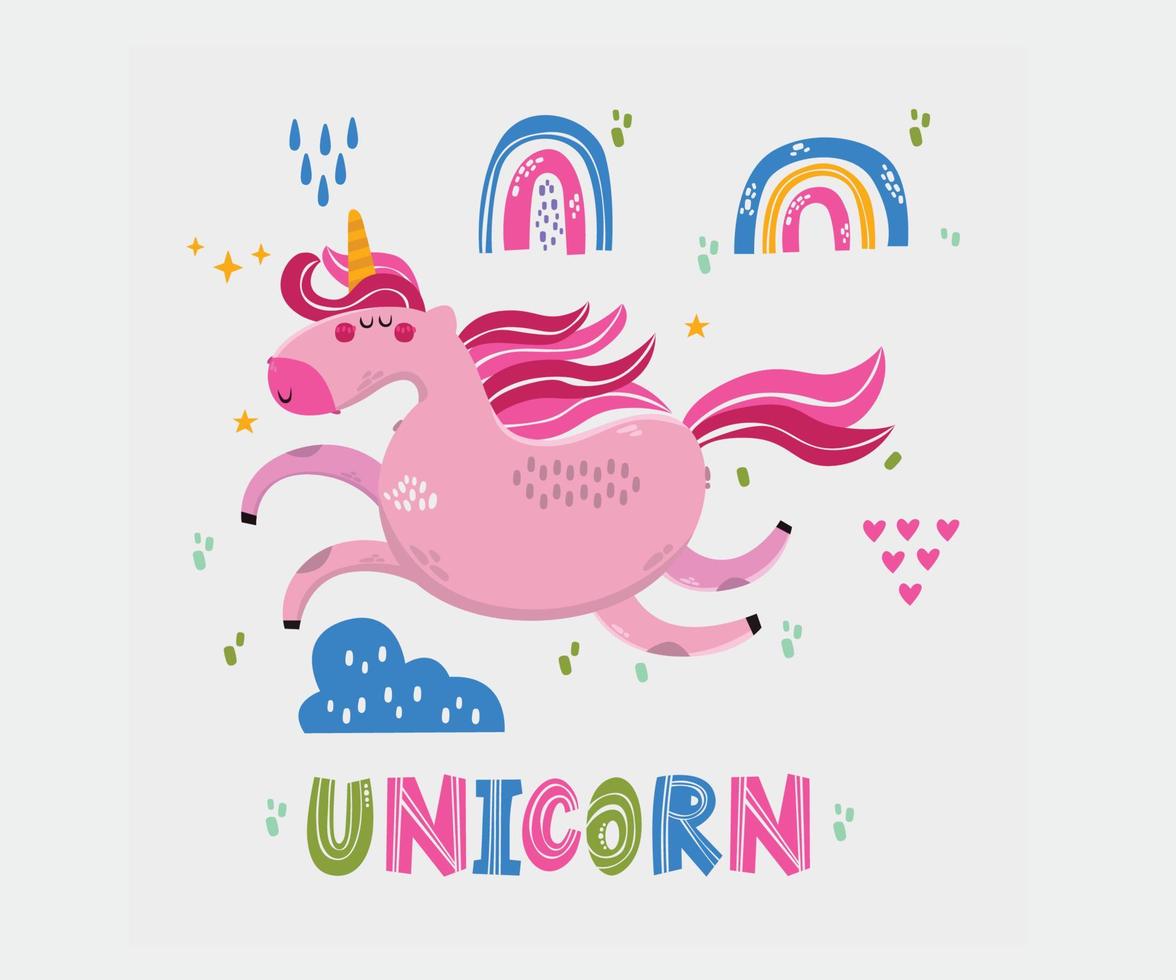 Cartoon Unicorn Illustration vector