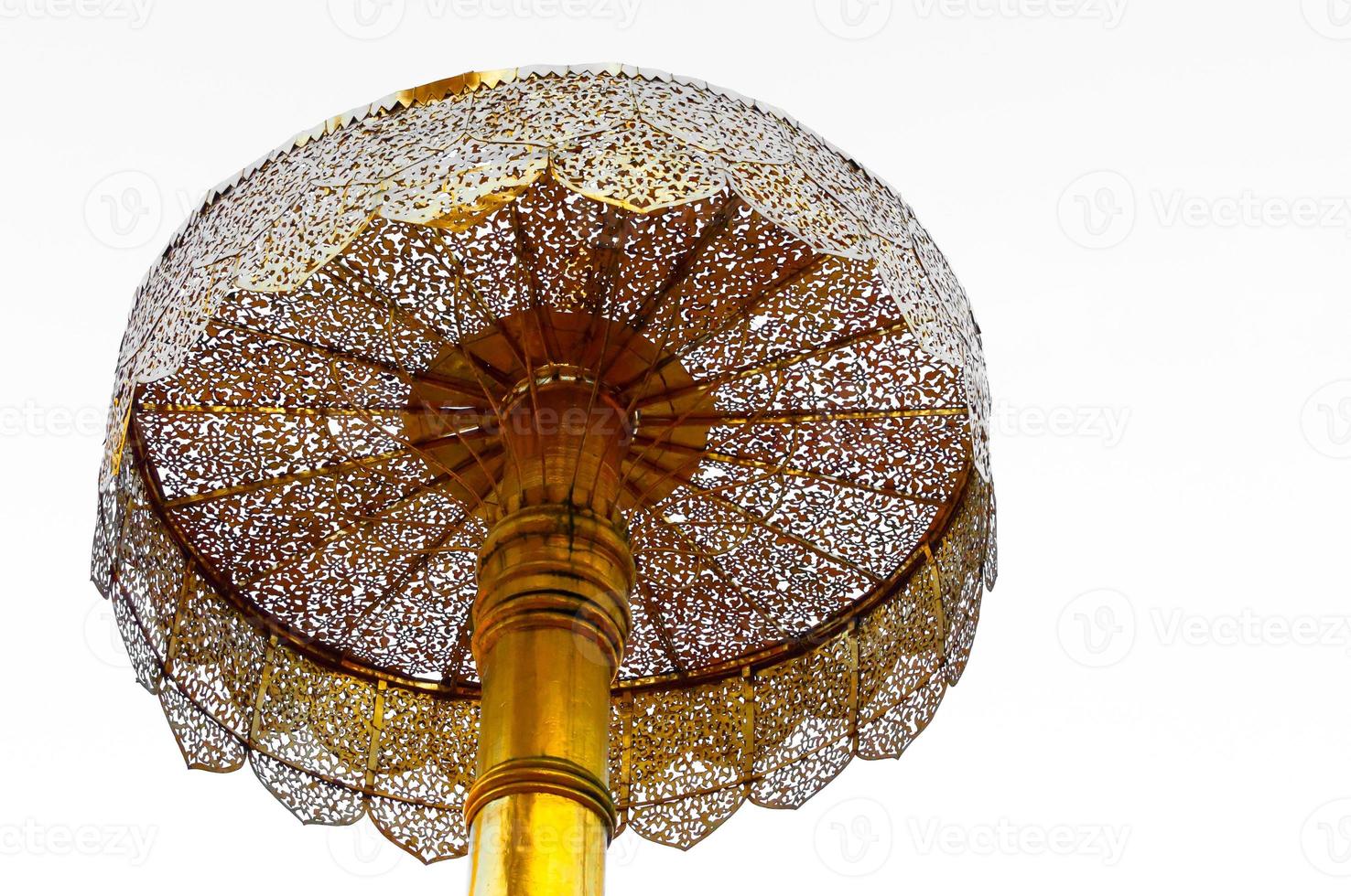 Tiered umbrella Gold ,art thai , Wat Phra That Doi Suthep temple in Thailand ,isolated on white photo