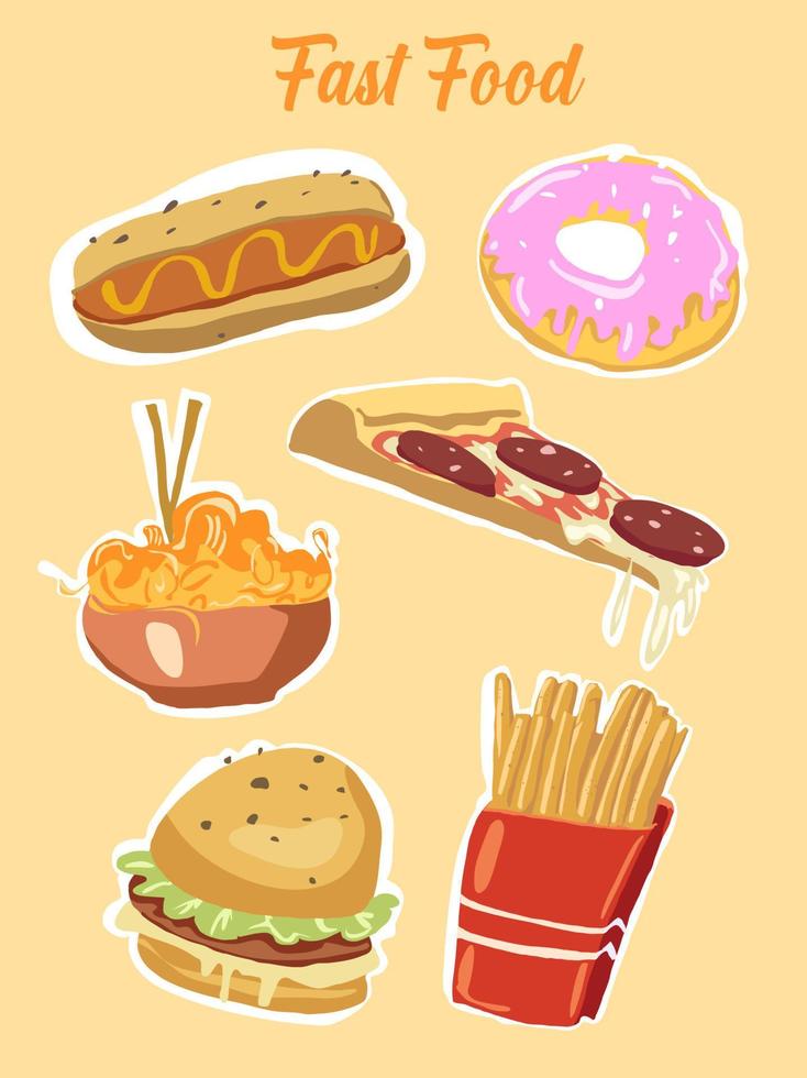 Fast food stickers vector