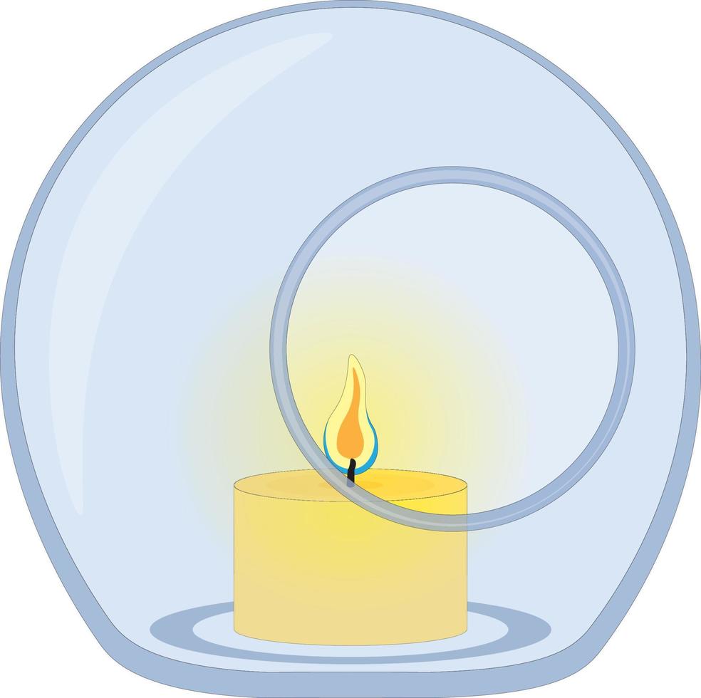 Small candle in sphere shape glass light holder vector illustration