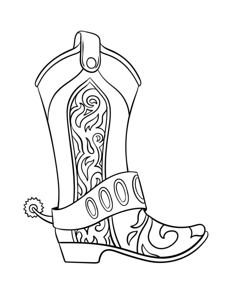 Cowboy Boots Isolated Coloring Page for Kids vector