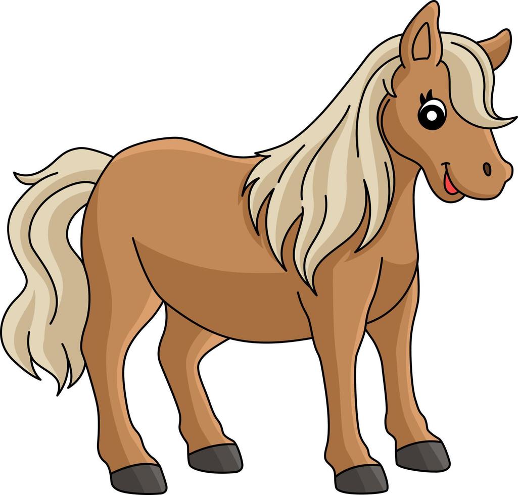 Pony Animal Cartoon Colored Clipart Illustration vector