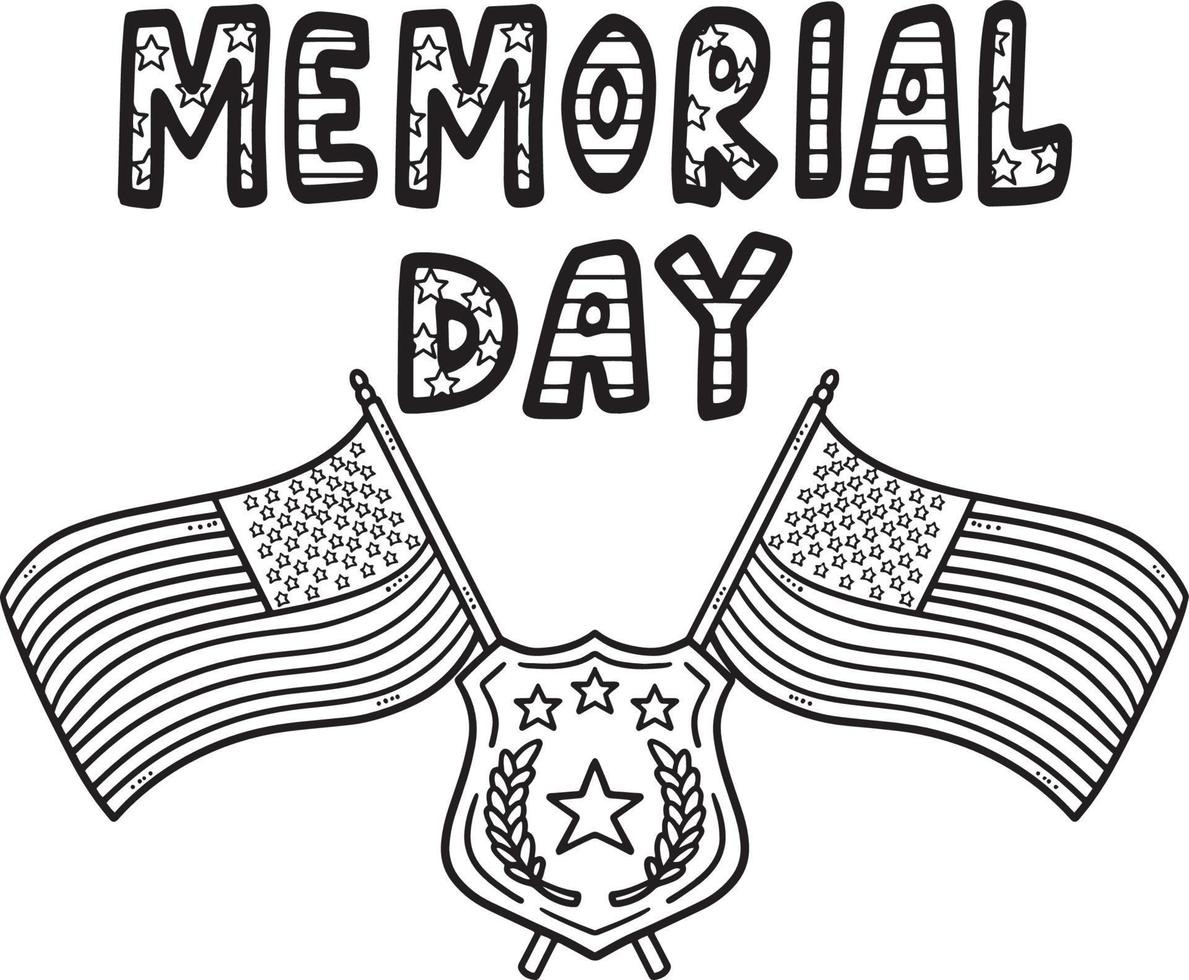 Memorial Day Isolated Coloring Page for Kids vector