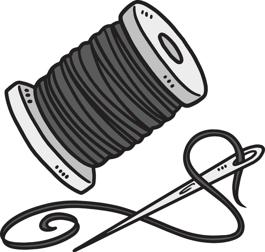 Thread And Needle Cartoon Colored Clipart vector