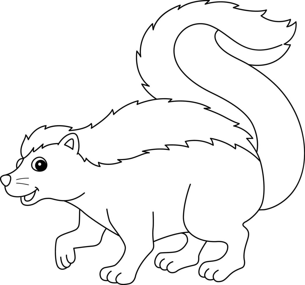 Skunk Animal Isolated Coloring Page for Kids vector