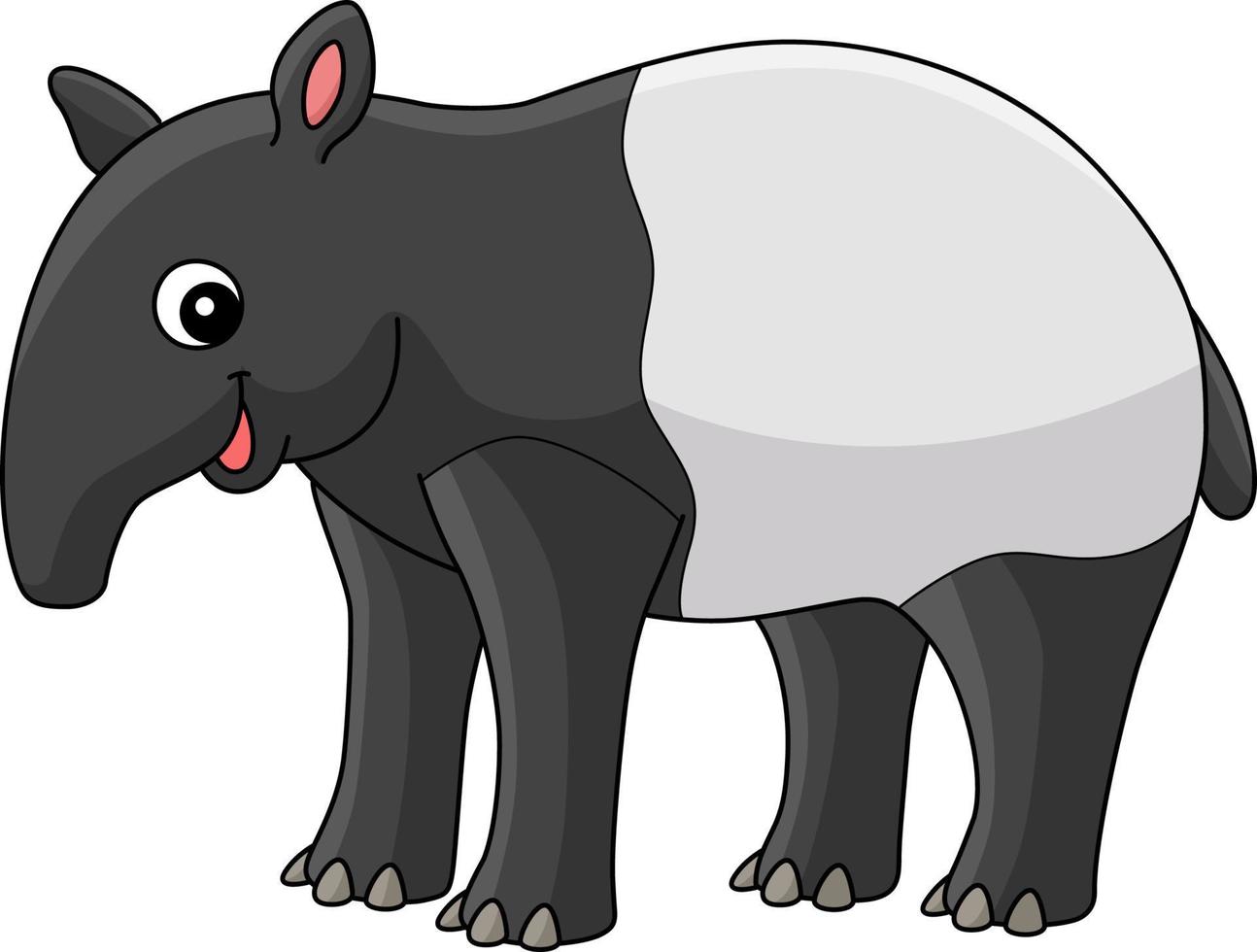 Tapir Animal Cartoon Colored Clipart Illustration vector