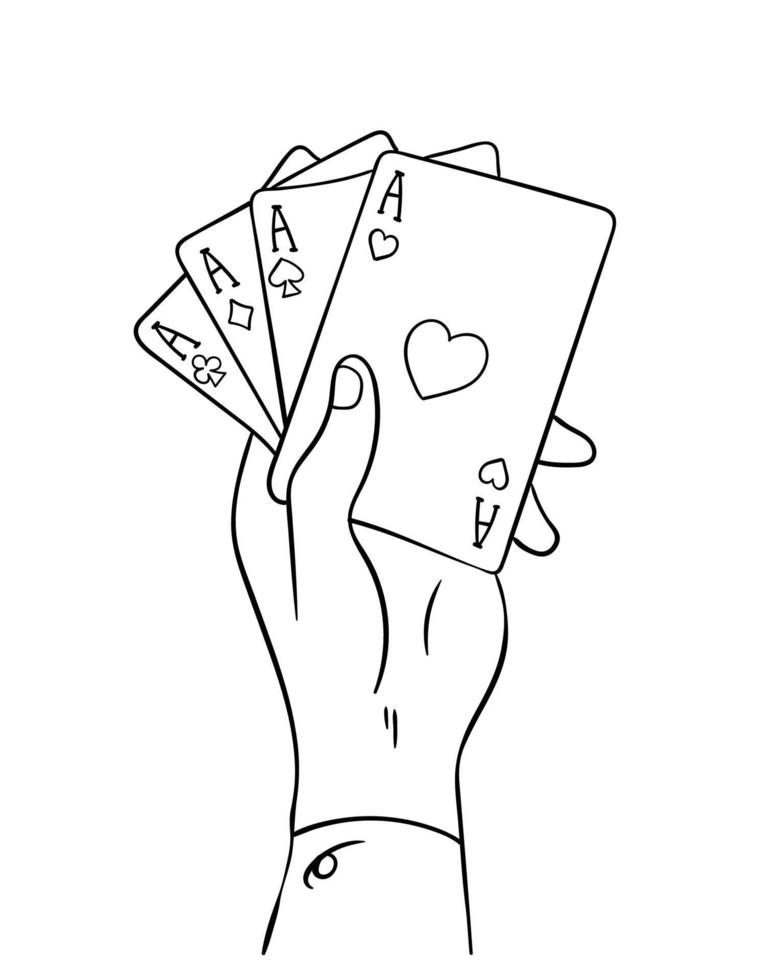 Cowboy Game Cards Isolated Coloring Page for Kids vector