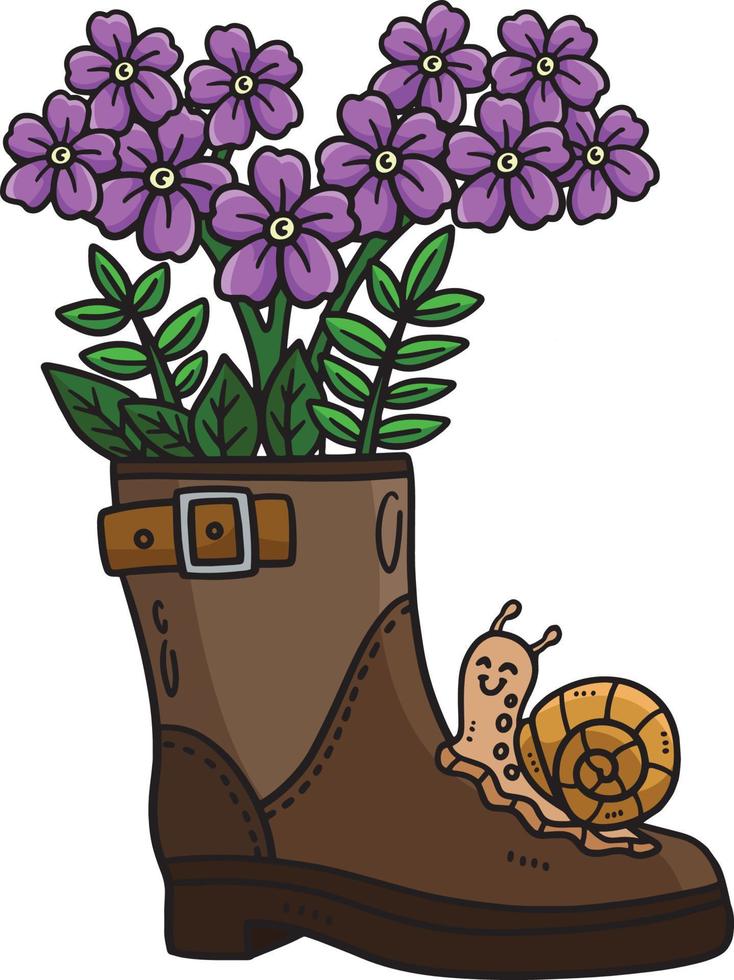 Spring Boot Planter Cartoon Colored Clipart vector