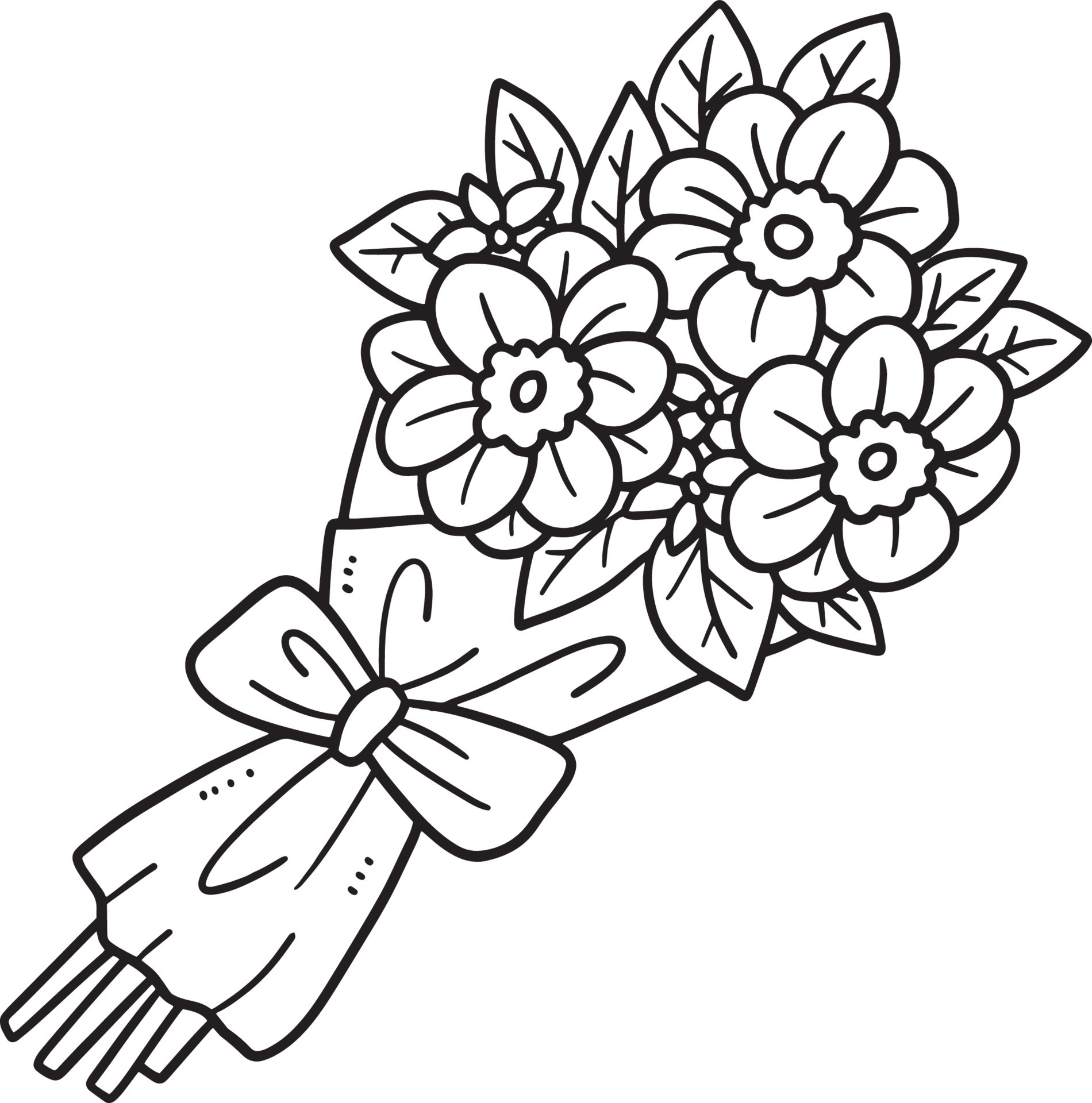 Flower Bouquet Isolated Coloring Page for Kids 20119178 Vector Art at