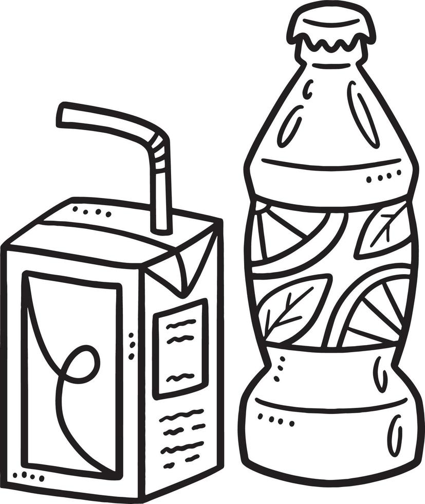 Soda and Juice Isolated Coloring Page for Kids vector