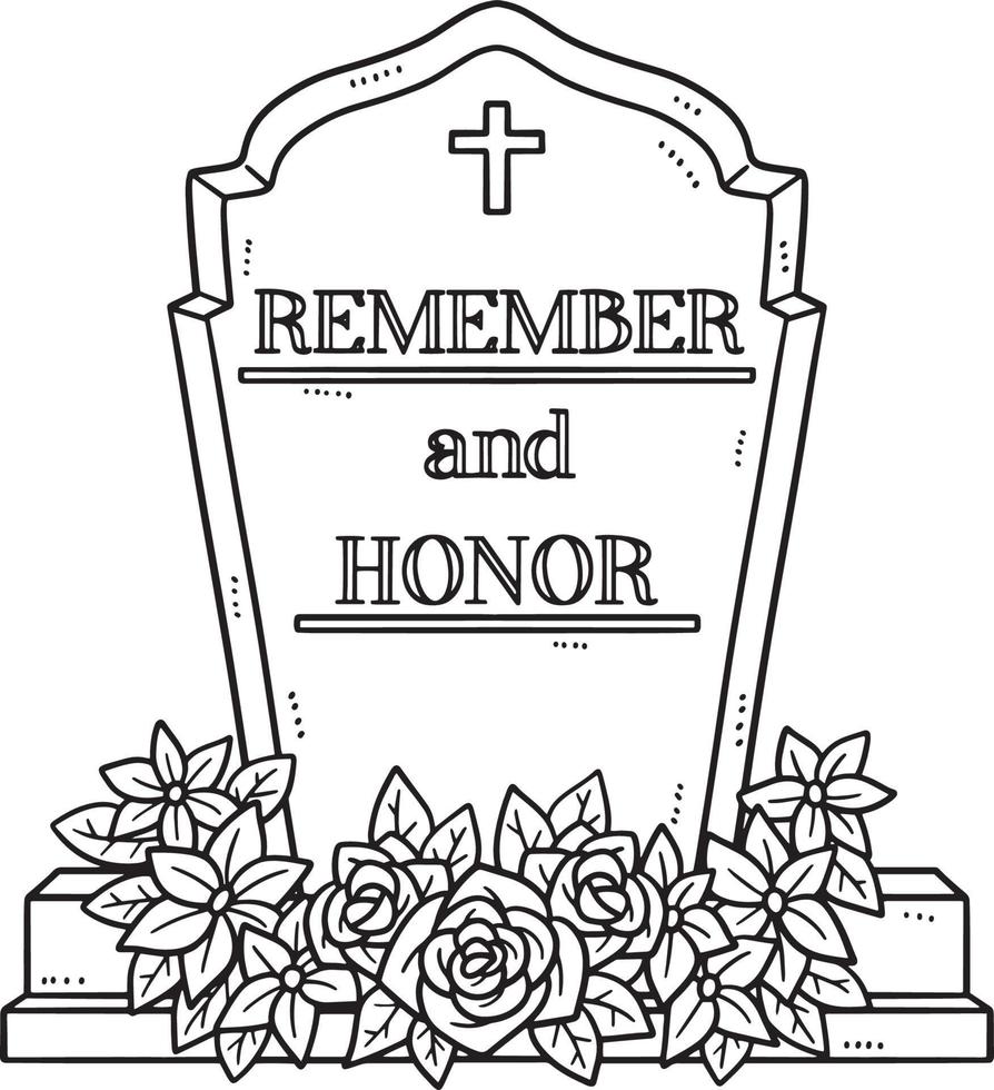 Remember and Honor Isolated Coloring Page for Kids vector