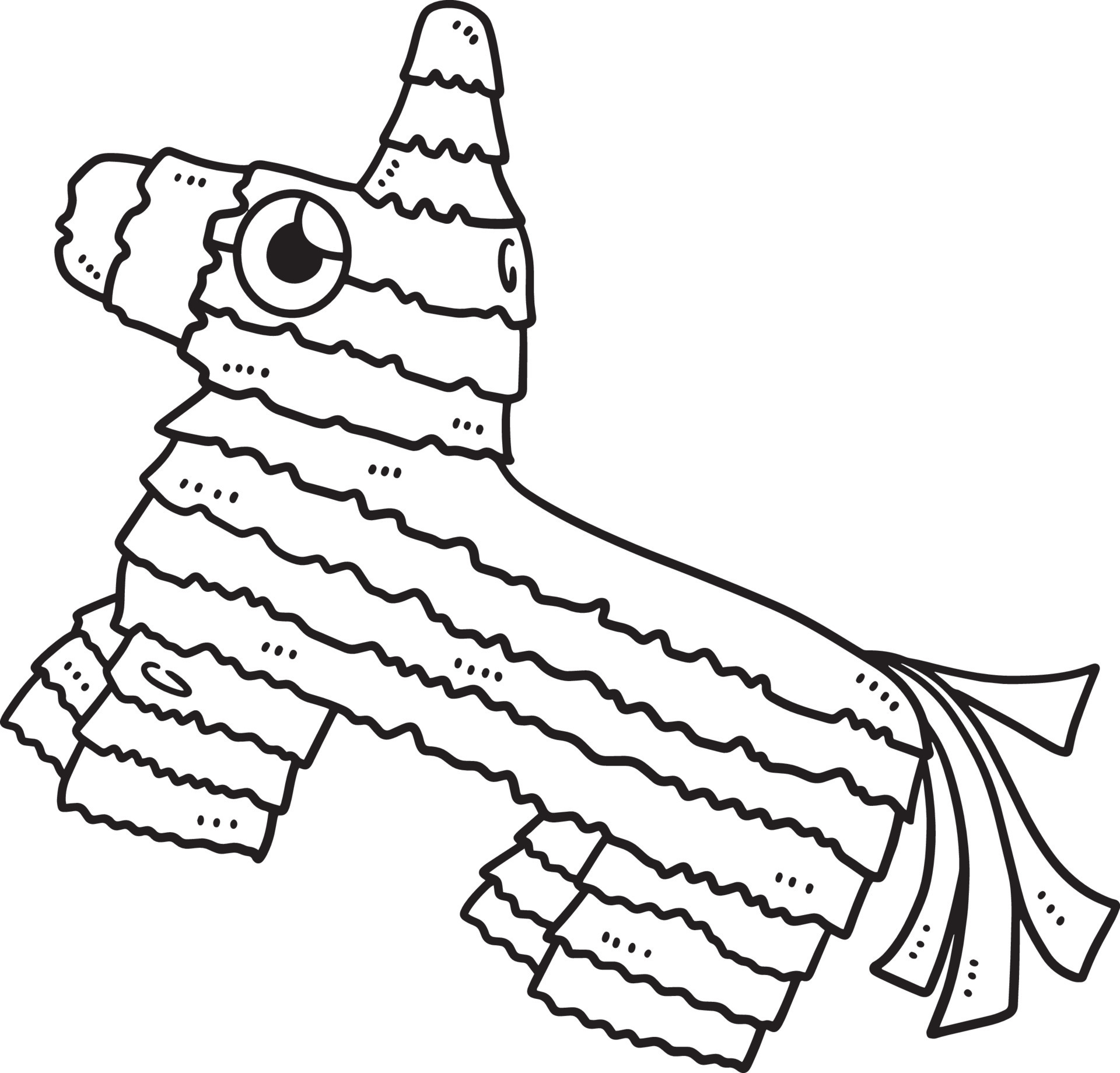 Cinco de Mayo Burro Pinata Isolated Coloring Page 20119206 Vector Art
