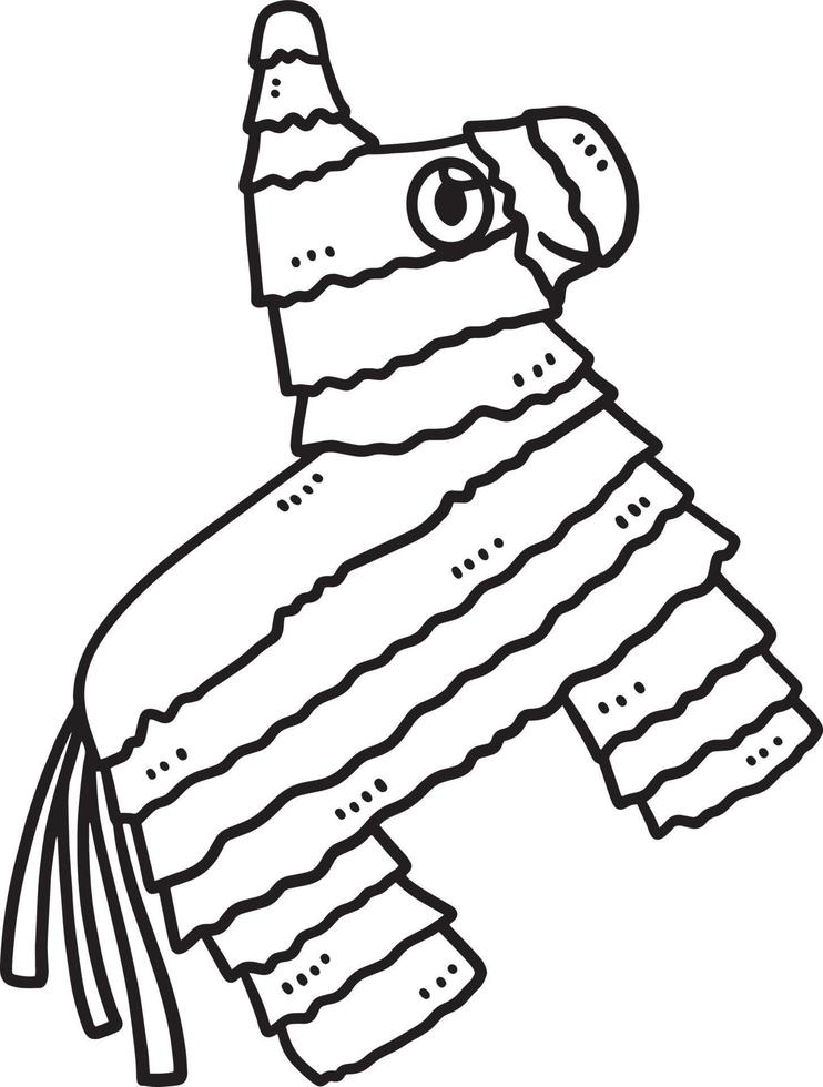 Cinco de Mayo Burro Pinata Isolated Coloring Page vector