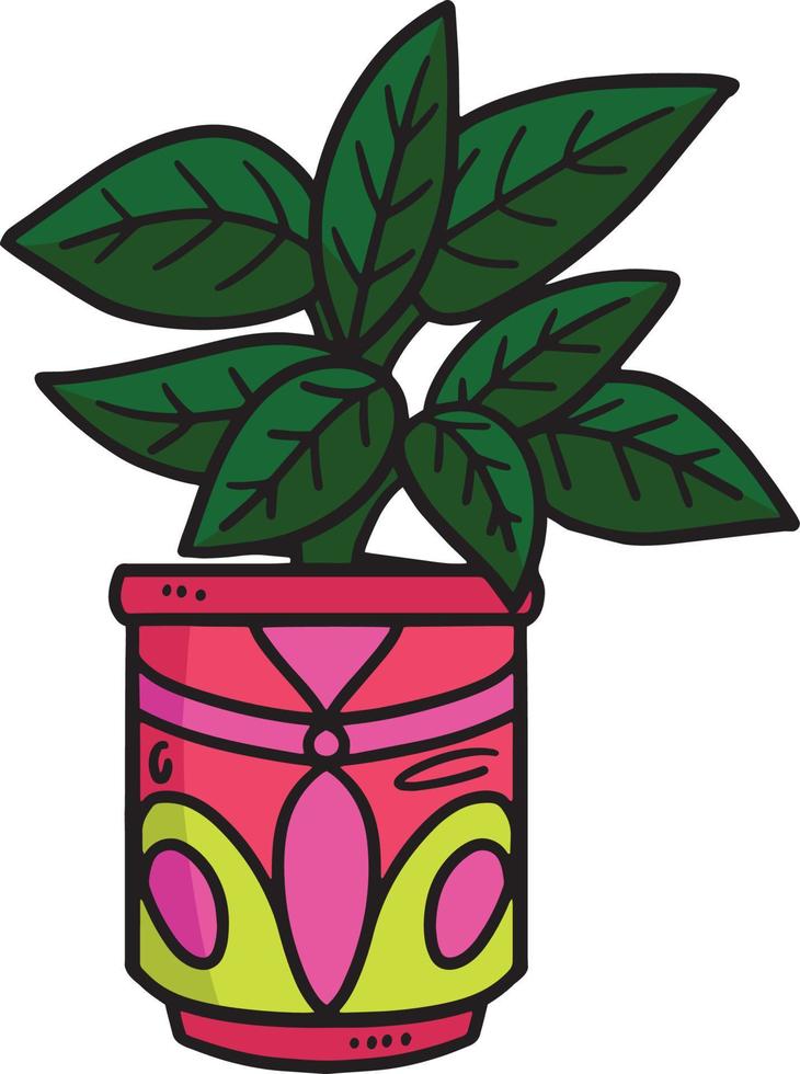 Spring Potted Plants Cartoon Colored Clipart vector