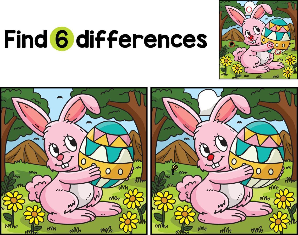 Bunny Carrying Easter Egg Find The Differences 20119230 Vector Art at ...