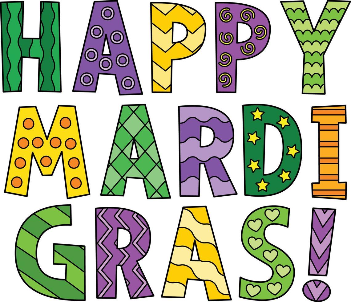 Happy Mardi Gras Cartoon Colored Clipart vector