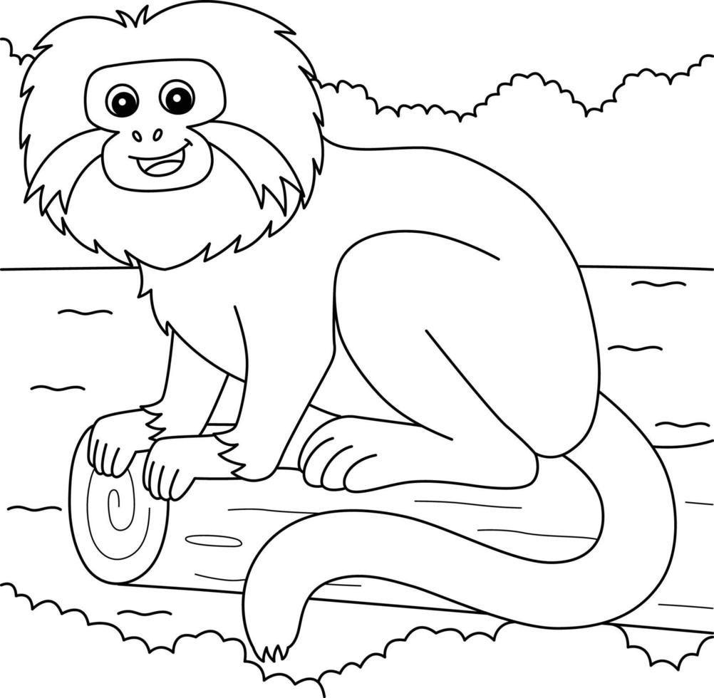 Tamarin Animal Coloring Page for Kids vector