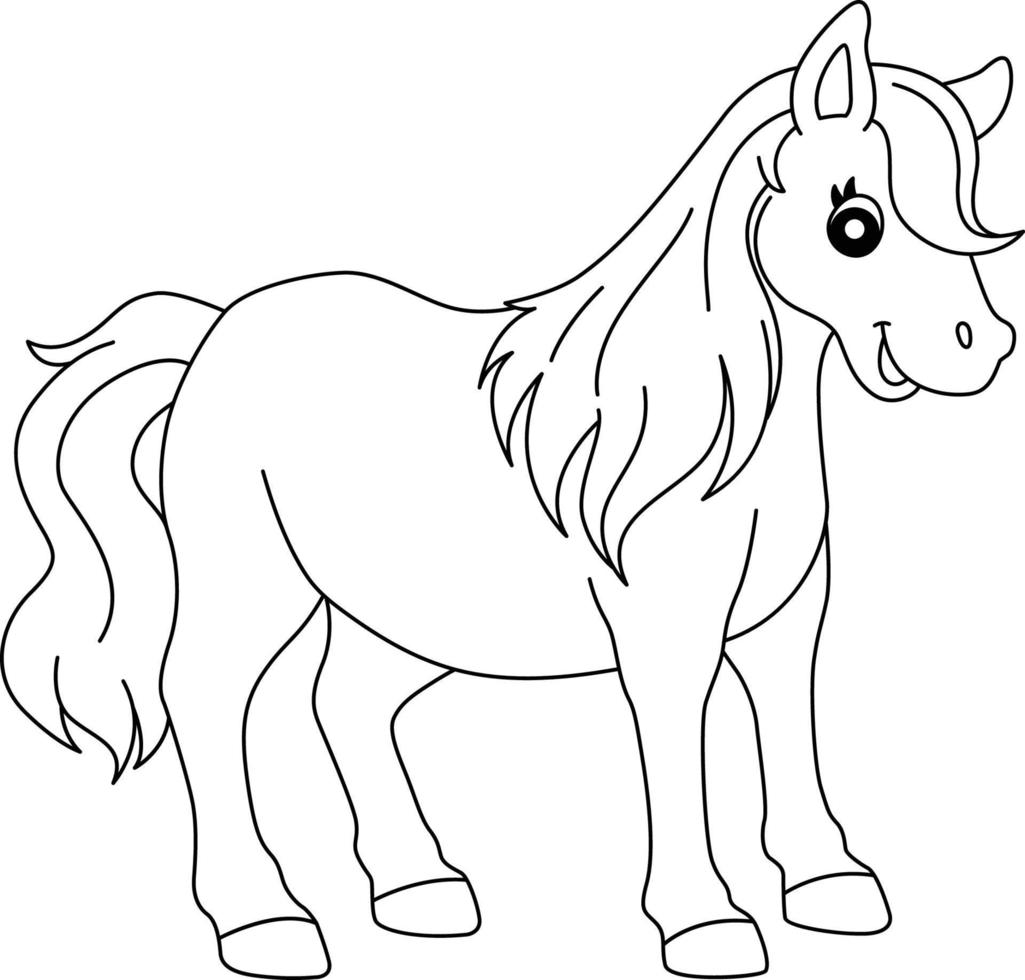 Pony Animal Isolated Coloring Page for Kids vector