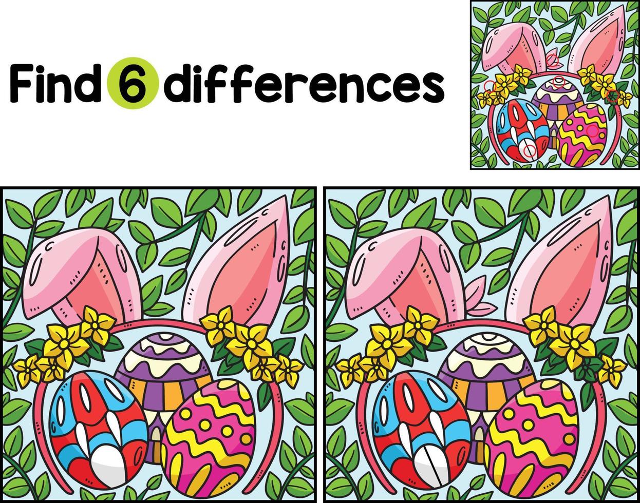 Easter Egg Bunny Ear Headband Find The Differences vector