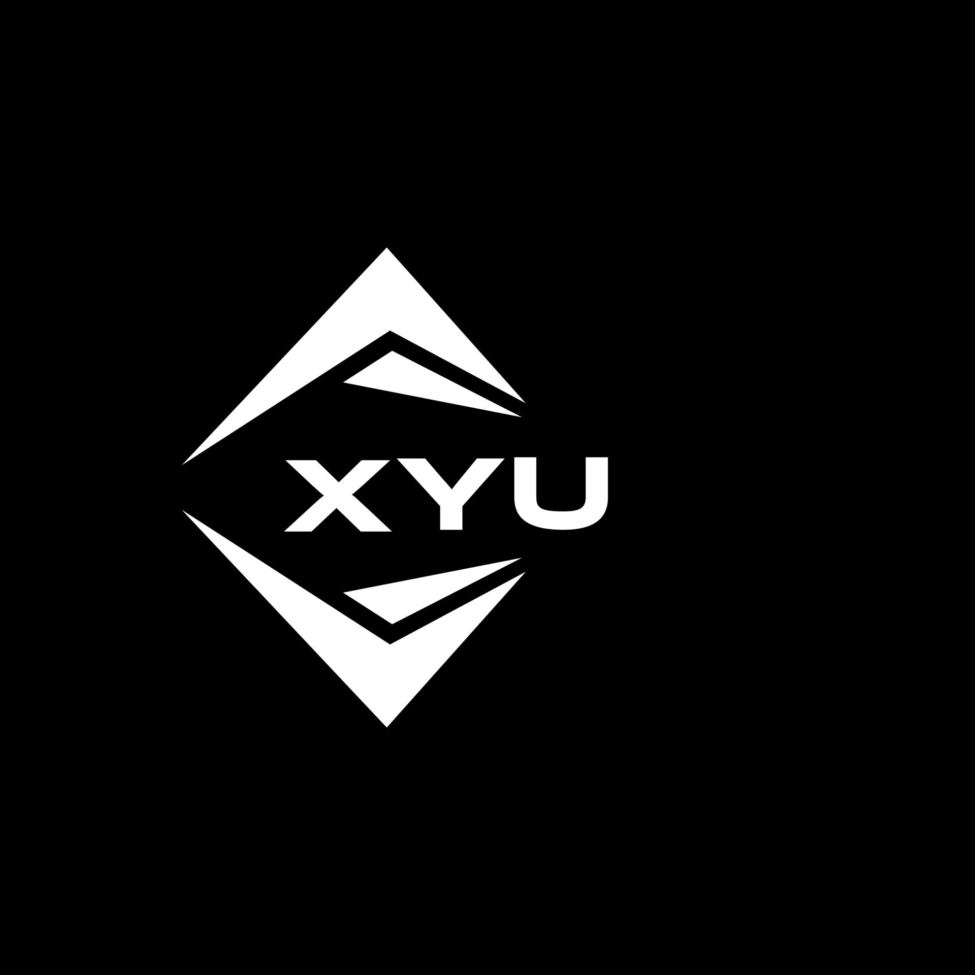 XYU abstract monogram shield logo design on black background. XYU