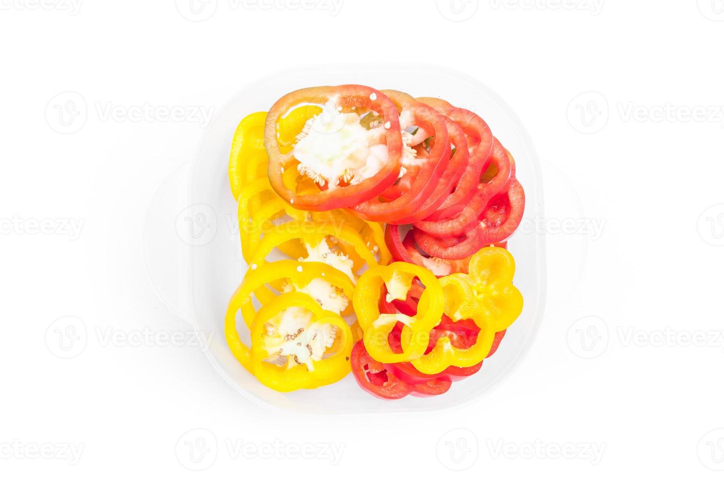Fresh bell pepper Yellow and red sliced on white background 20120137