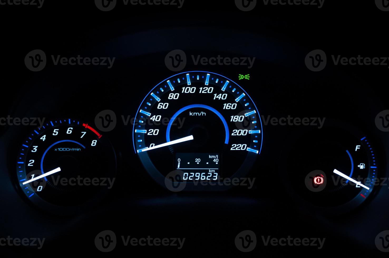 Dashboard ,Car speedometer and counter with dark mode photo