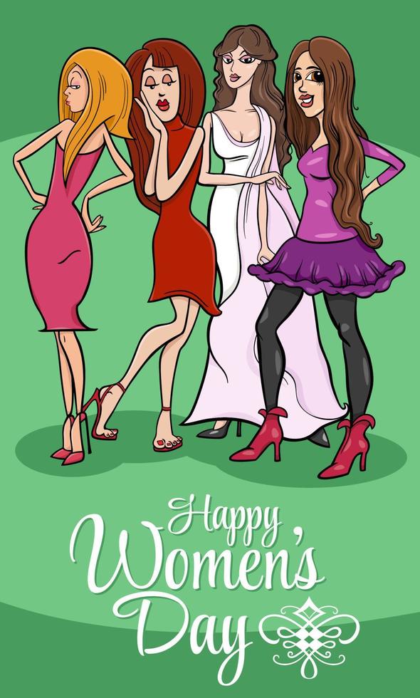 Women's Day design with cartoon pretty women group vector