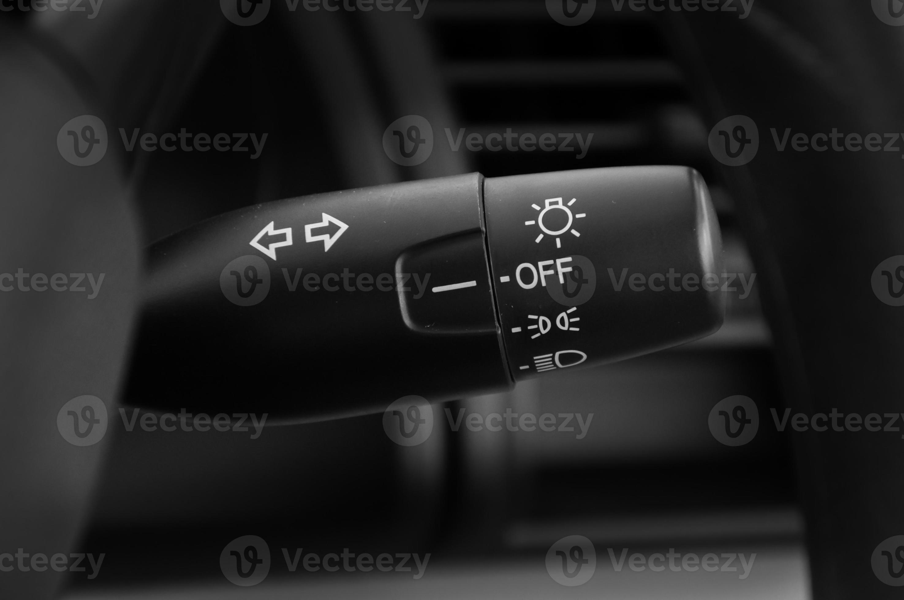 Car light switch control paddle on steering wheel 20120372 Stock Photo