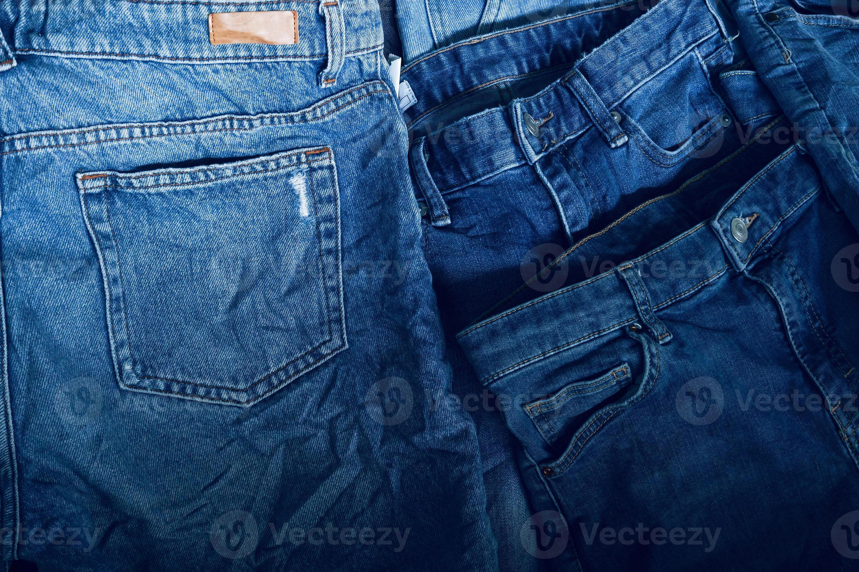 Fabric Texture, Close Up of Blue Denim Jean Texture with Back Pocket