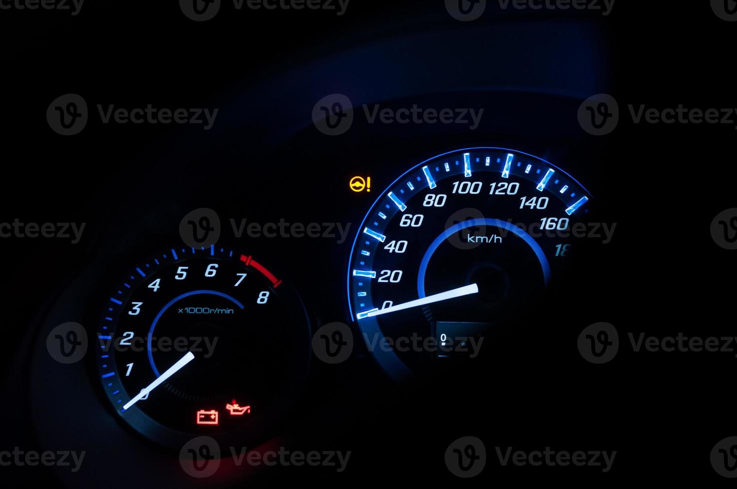 Dashboard ,Car speedometer and counter with dark mode photo